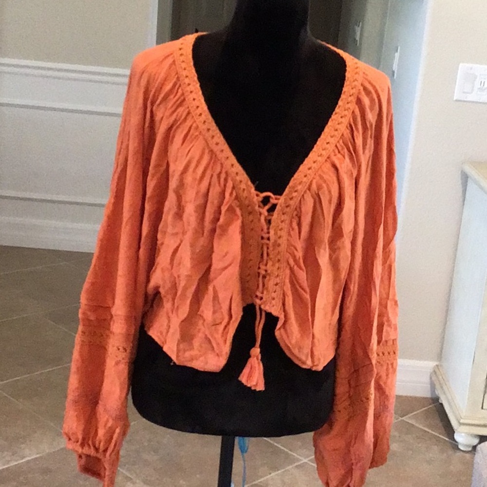 Free People Orange Boho Top